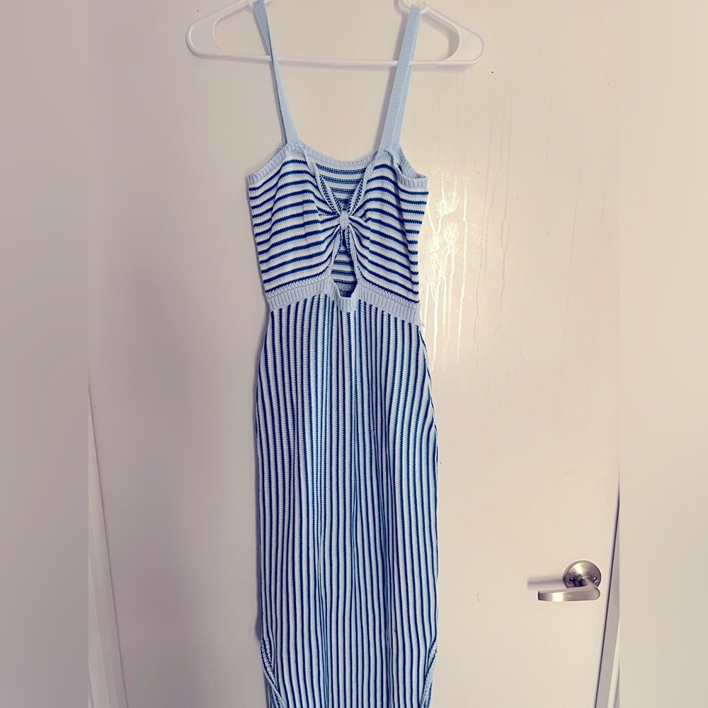 Blue and white dress
